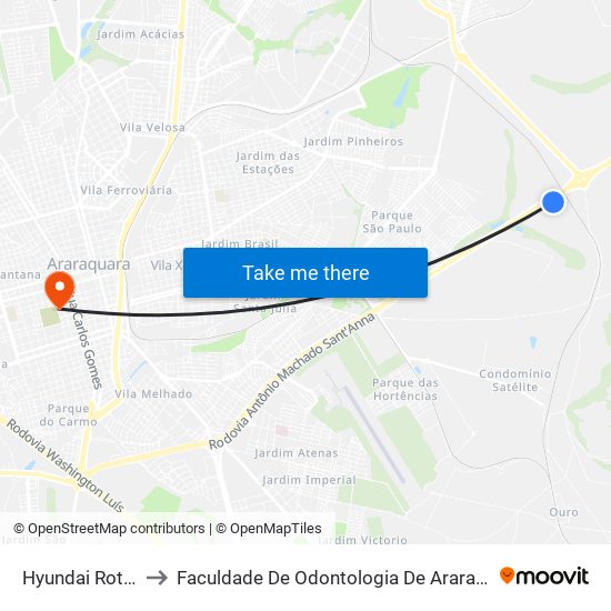 Hyundai Rotem to Faculdade De Odontologia De Araraquara map