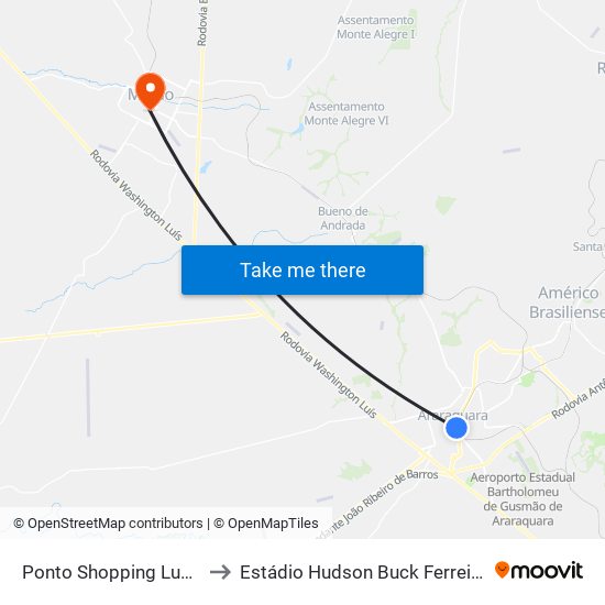 Ponto Shopping Lupo to Estádio Hudson Buck Ferreira map