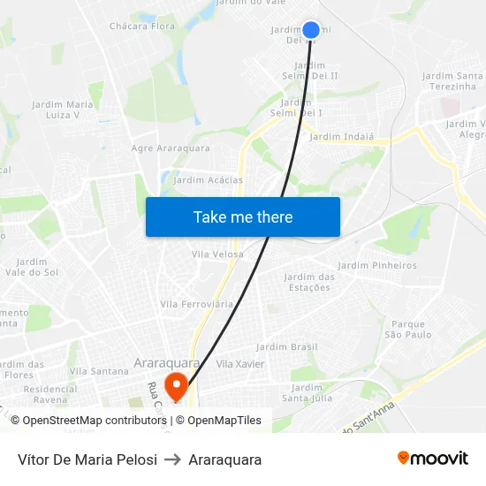 Vítor De Maria Pelosi to Araraquara map