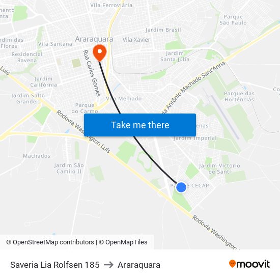 Saveria Lia Rolfsen 185 to Araraquara map