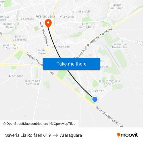 Saveria Lia Rolfsen 619 to Araraquara map