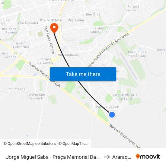 Jorge Miguel Saba - Praça Memorial Da Liberdade to Araraquara map