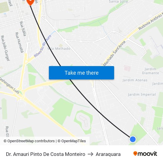 Dr. Amauri Pinto De Costa Monteiro to Araraquara map