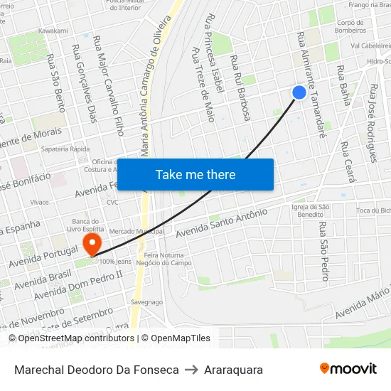 Marechal Deodoro Da Fonseca to Araraquara map