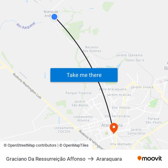 Graciano Da Ressurreição Affonso to Araraquara map