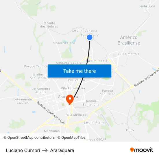 Luciano Cumpri to Araraquara map