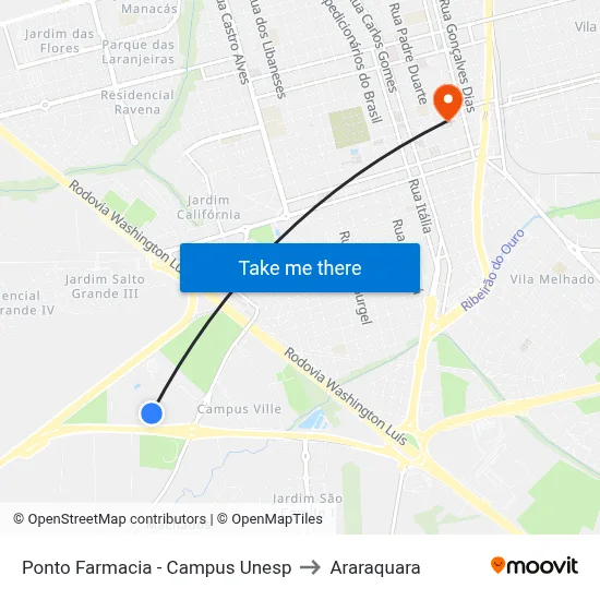 Ponto Farmacia - Campus Unesp to Araraquara map