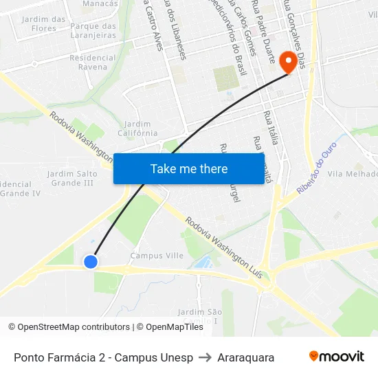 Ponto Farmácia 2 -  Campus Unesp to Araraquara map