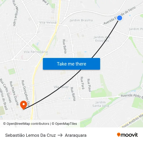 Sebastião Lemos Da Cruz to Araraquara map