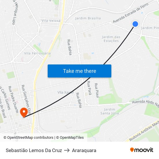 Sebastião Lemos Da Cruz to Araraquara map