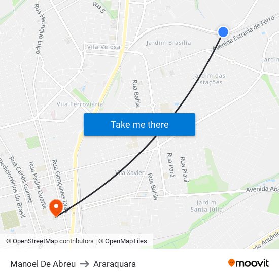 Manoel De Abreu to Araraquara map