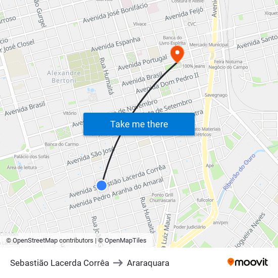 Sebastião Lacerda Corrêa to Araraquara map