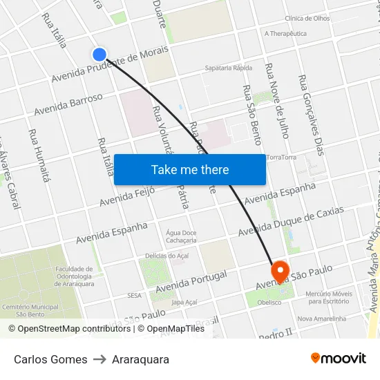 Carlos Gomes to Araraquara map