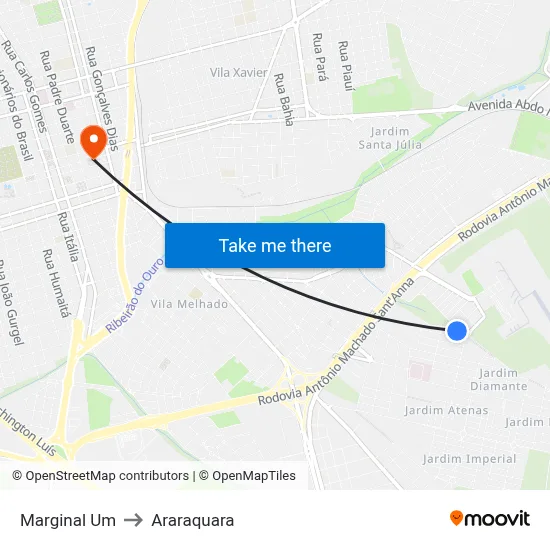 Marginal Um to Araraquara map