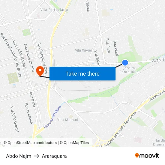 Abdo Najm to Araraquara map