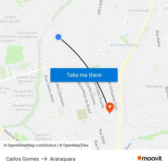 Carlos Gomes to Araraquara map