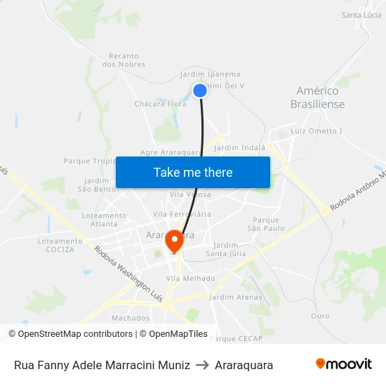 Rua Fanny Adele Marracini Muniz to Araraquara map