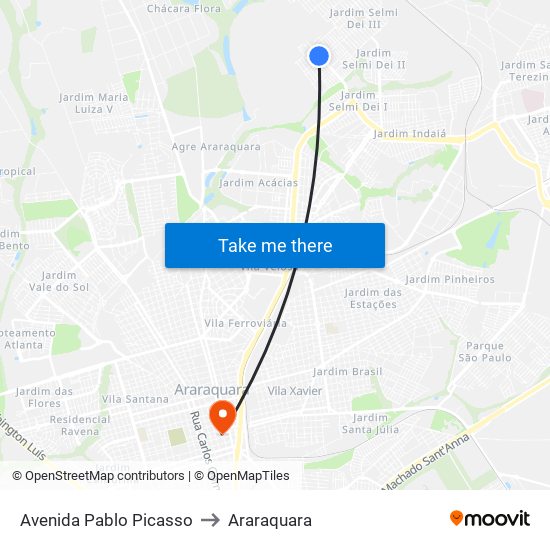 Avenida Pablo Picasso to Araraquara map