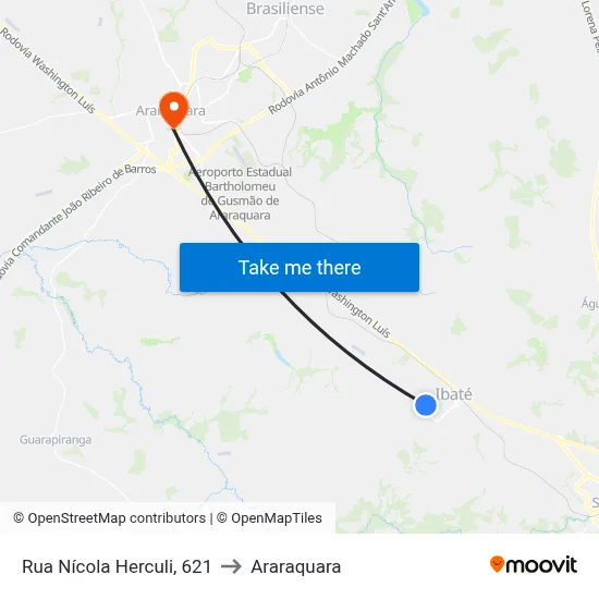 Rua Nícola Herculi, 621 to Araraquara map
