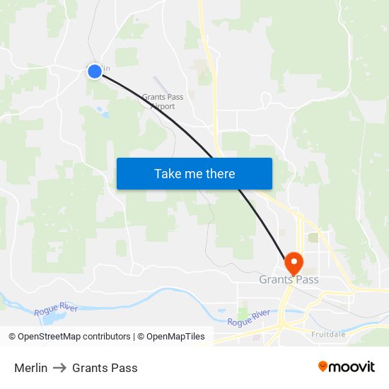 Merlin to Grants Pass map