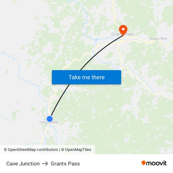 Cave Junction to Grants Pass map