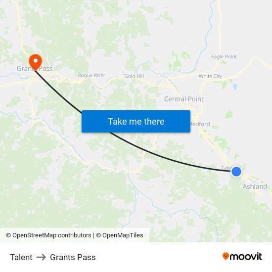 Talent to Grants Pass map