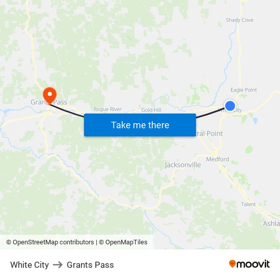 White City to Grants Pass map