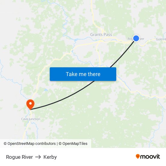 Rogue River to Kerby map