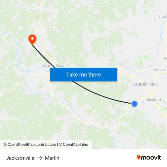 Jacksonville to Merlin map