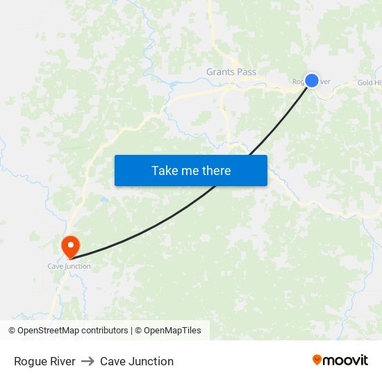 Rogue River to Cave Junction map