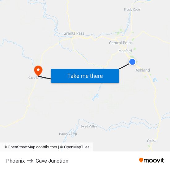 Phoenix to Cave Junction map