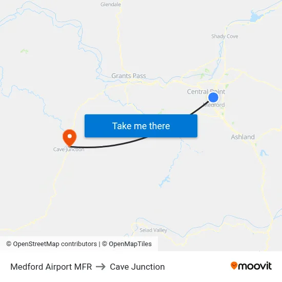 Medford Airport MFR to Cave Junction map