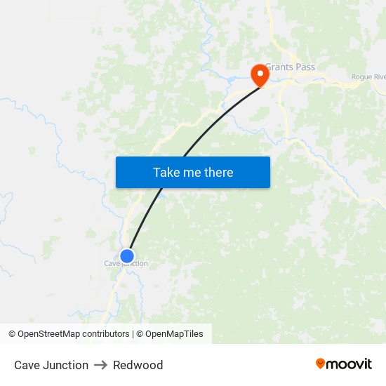Cave Junction to Redwood map
