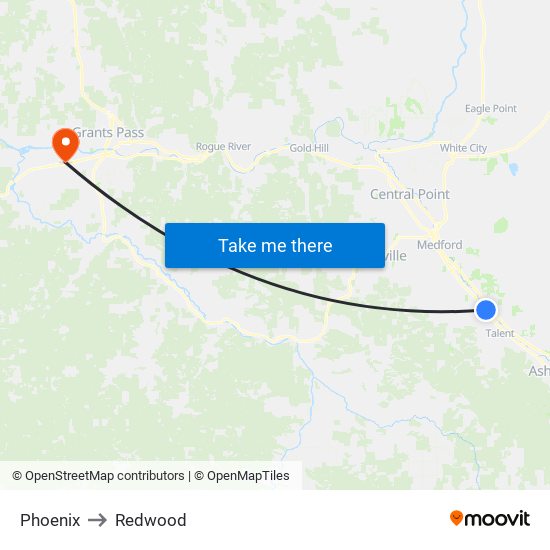 Phoenix to Redwood map