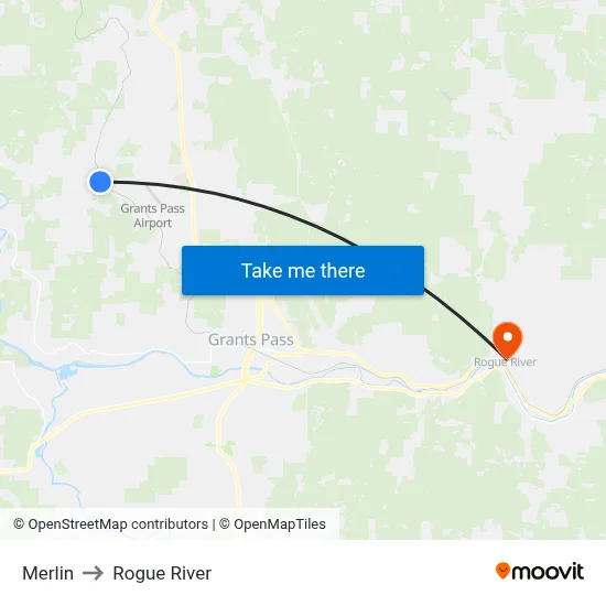 Merlin to Rogue River map