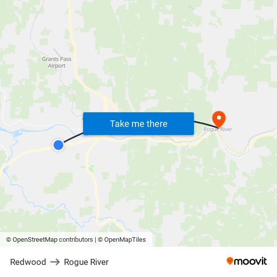 Redwood to Rogue River map