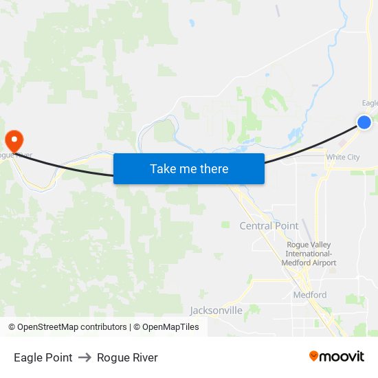 Eagle Point to Rogue River map