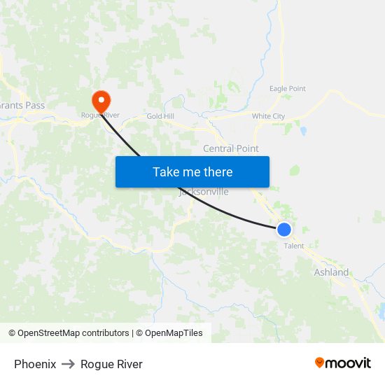 Phoenix to Rogue River map