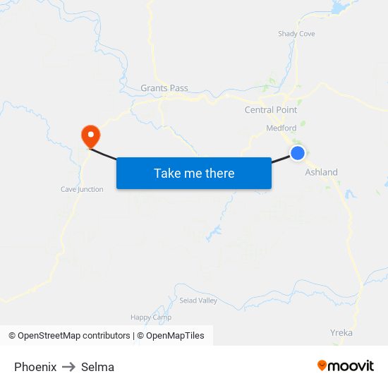 Phoenix to Selma map