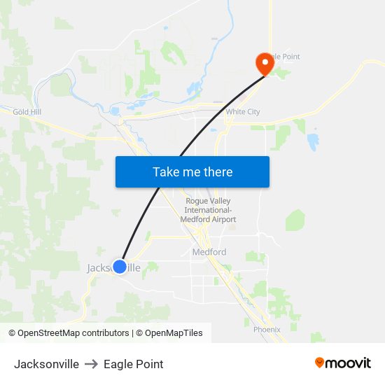 Jacksonville to Eagle Point map