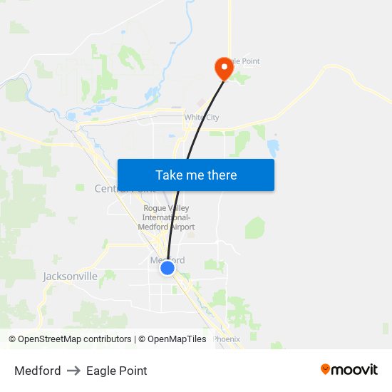 Medford to Eagle Point map