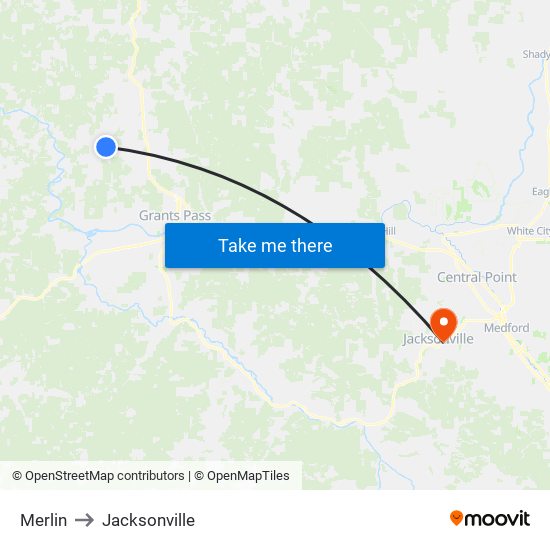 Merlin to Jacksonville map