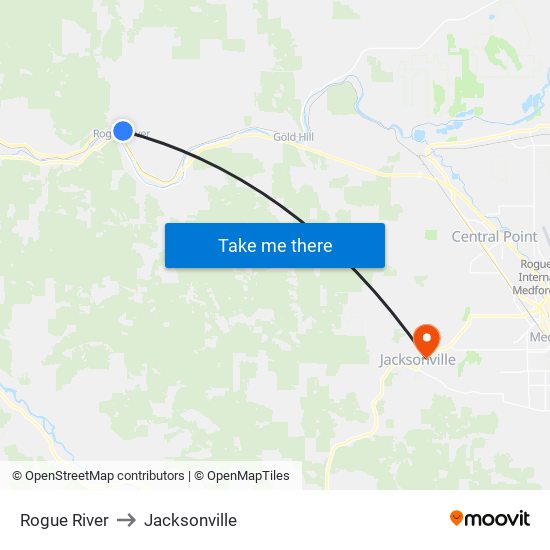 Rogue River to Jacksonville map