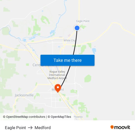 Eagle Point to Medford map