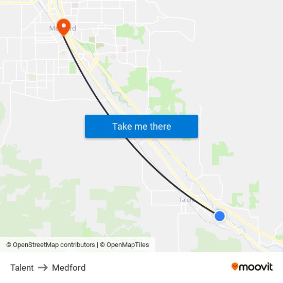 Talent to Medford map