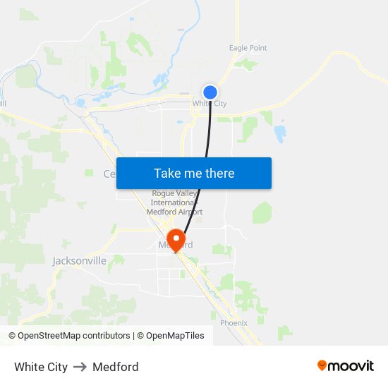 White City to Medford map
