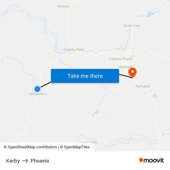 Kerby to Phoenix map