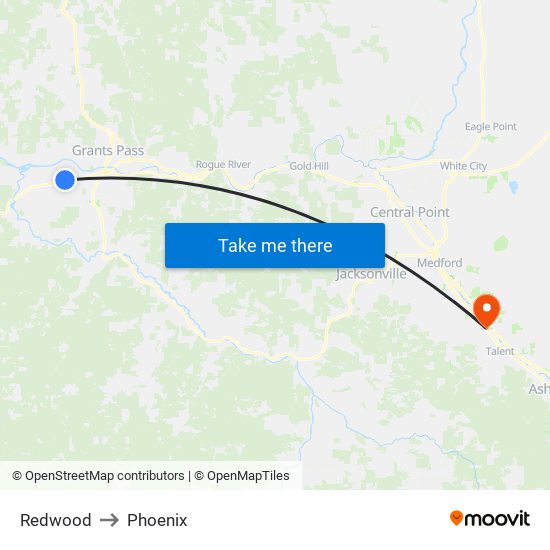 Redwood to Phoenix map