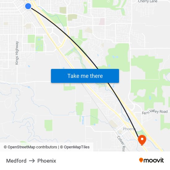 Medford to Phoenix map