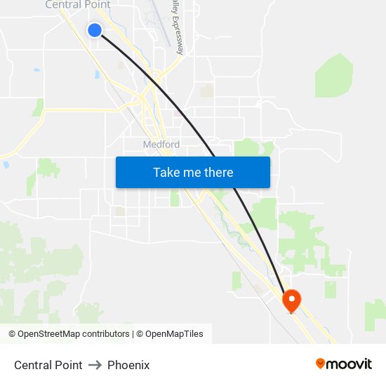 Central Point to Phoenix map